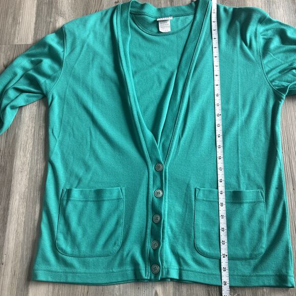 Vint Koret Francisca Made In USA Green Cardigan Sweatshirt - Petite Small (8-10) - Picture 4 of 8